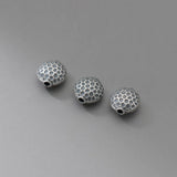 925 Silver Honeycomb Surface Oval Loose Beads S925 Spacer Beads DIY Jewelry