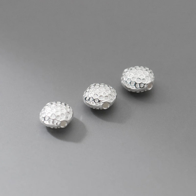925 Silver Honeycomb Surface Oval Loose Beads S925 Spacer Beads DIY Jewelry