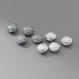 925 Silver Honeycomb Surface Oval Loose Beads S925 Spacer Beads DIY Jewelry