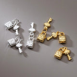 925 Sterling Silver Lock&Key Charms Set DIY Jewelry Accessories