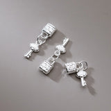 925 Sterling Silver Lock&Key Charms Set DIY Jewelry Accessories