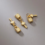 925 Sterling Silver Lock&Key Charms Set DIY Jewelry Accessories