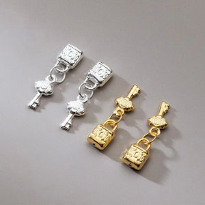 925 Sterling Silver Lock&Key Charms Set DIY Jewelry Accessories