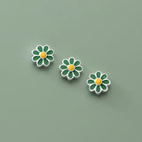 925 Sterling Silver Pink/Green Flower Beads DIY Jewelry Making