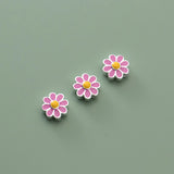 925 Sterling Silver Pink/Green Flower Beads DIY Jewelry Making