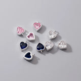 925 Silver Pretty Zircon Heart Charms Pink/Blue/White S925 Drop Pendants