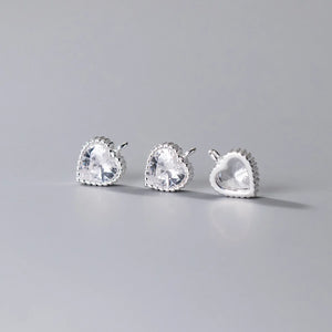 925 Silver Pretty Zircon Heart Charms Pink/Blue/White S925 Drop Pendants