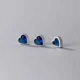 925 Silver Pretty Zircon Heart Charms Pink/Blue/White S925 Drop Pendants
