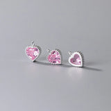 925 Silver Pretty Zircon Heart Charms Pink/Blue/White S925 Drop Pendants