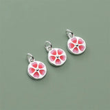 925 Silver Pink Flower Charms 10mm Necklace Bracelets Pendants DIY Jewelry