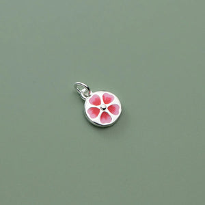 925 Silver Pink Flower Charms 10mm Necklace Bracelets Pendants DIY Jewelry