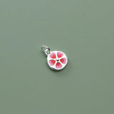 925 Silver Pink Flower Charms 10mm Necklace Bracelets Pendants DIY Jewelry