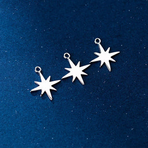 925 Sterling Silver Star Charms Women Earrings Necklace Pendants DIY Jewelry