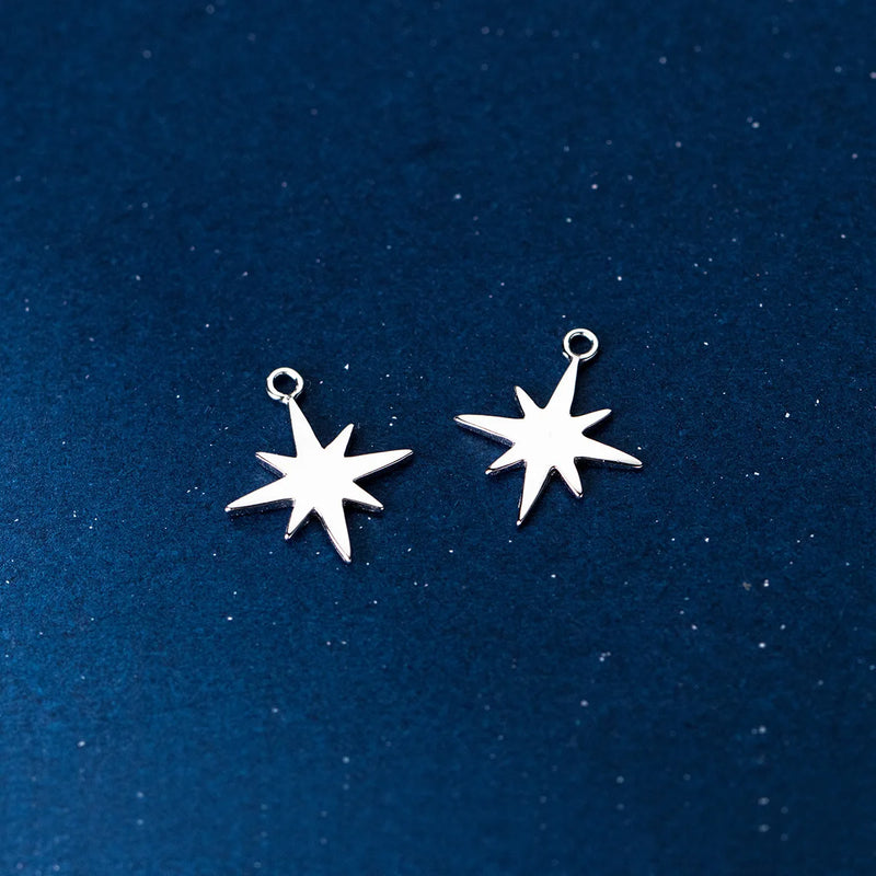 925 Sterling Silver Star Charms Women Earrings Necklace Pendants DIY Jewelry