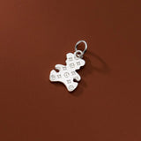 925 Silver Flat Bear Charm Necklace Bracelet Pendant DIY Jewelry Findings