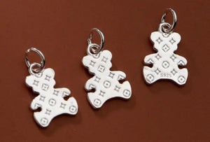 925 Silver Flat Bear Charm Necklace Bracelet Pendant DIY Jewelry Findings