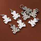 925 Silver Flat Bear Charm Necklace Bracelet Pendant DIY Jewelry Findings
