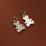 925 Silver Flat Bear Charm Necklace Bracelet Pendant DIY Jewelry Findings