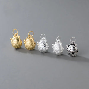 925 Sterling Silver Bell Fortune Cat Charm DIY Jewelry Making