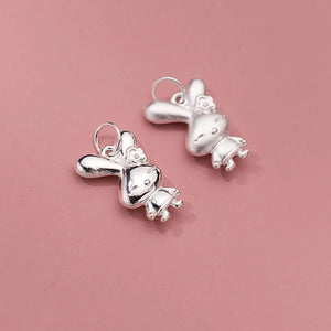 925 Sterling Silver Rabbit Charms 18x11.5mm Bunny Silver Pendants