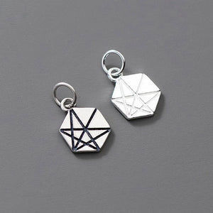 925 Silver Hexagon Circle Charm 13.5x10mm Pendant DIY Jewelry Gift