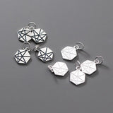 925 Silver Hexagon Circle Charm 13.5x10mm Pendant DIY Jewelry Gift