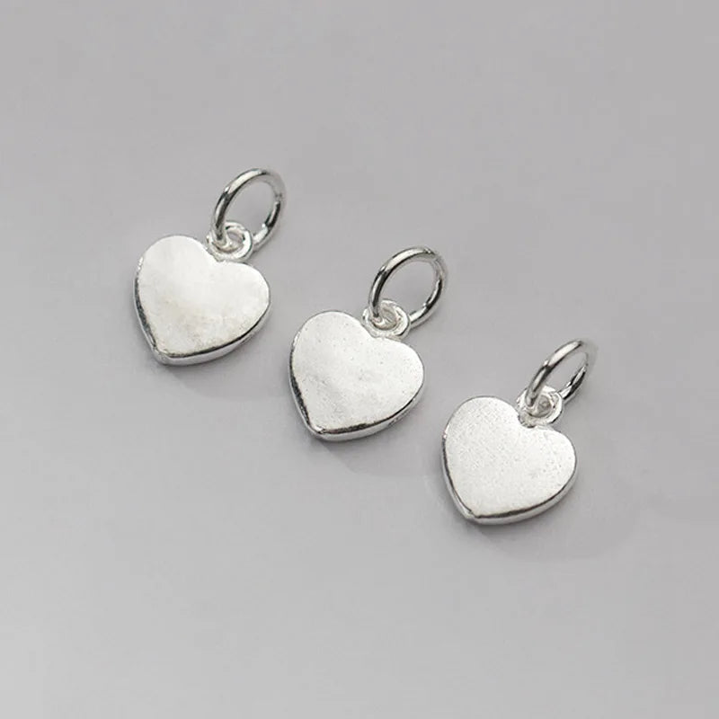 925 Sterling Silver Heart Dangle Charms Necklace Braided Bracelets Pendants
