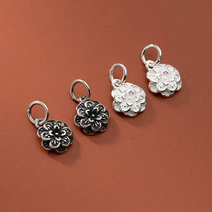 925 Silver Vintage Flower Rose Charms 10.5mm Pendant DIY Jewelry Making