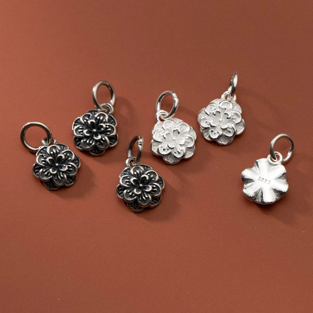 925 Silver Vintage Flower Rose Charms 10.5mm Pendant DIY Jewelry Making