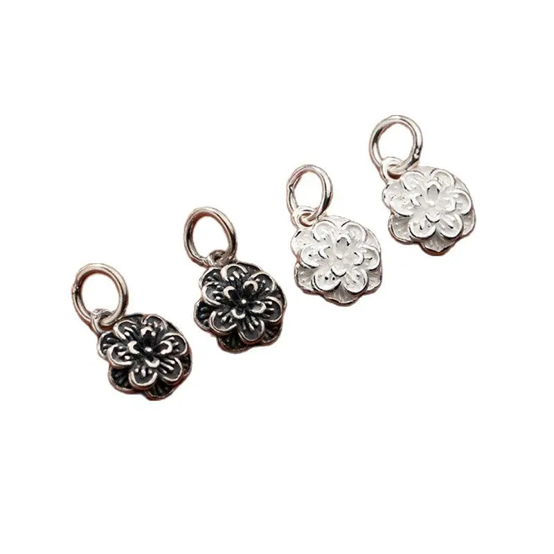 925 Silver Vintage Flower Rose Charms 10.5mm Pendant DIY Jewelry Making