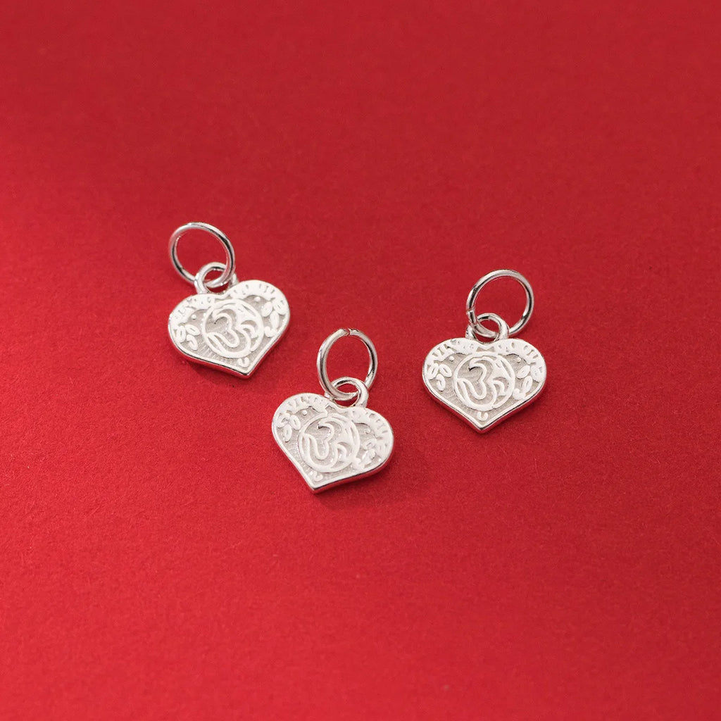 925 Sterling Silver Vintage Heart Charms 10mm Necklace Pendants DIY Jewelry