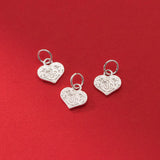 925 Sterling Silver Vintage Heart Charms 10mm Necklace Pendants DIY Jewelry