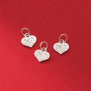 925 Sterling Silver Vintage Heart Charms 10mm Necklace Pendants DIY Jewelry