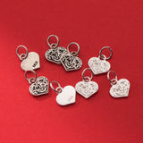 925 Sterling Silver Vintage Heart Charms 10mm Necklace Pendants DIY Jewelry