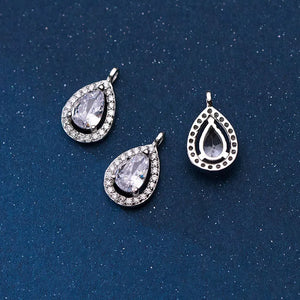 925 Sterling Silver Water-drop Zircon Necklace Charms