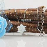 925 Sterling Silver Opal David Star Pendant Necklace Women Wedding Jewelry