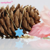 925 Sterling Silver Opal David Star Pendant Necklace Women Wedding Jewelry