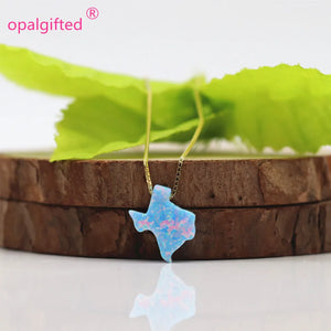 925 Silver State op26 Fire Opal Choker Tiny Chain 12mm Opal Texas Map Necklace
