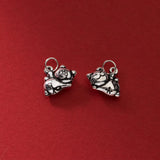 999 Silver 3D Craftwork Fortune Cat Charm Pendant DIY Blessing Jewelry
