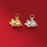 999 Silver 3D Craftwork Fortune Cat Charm Pendant DIY Blessing Jewelry