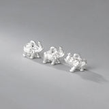 999 Silver 3D Elephant Charm 13x10mm 18K Plated Pendant DIY Jewelry