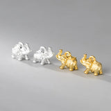 999 Silver 3D Elephant Charm 13x10mm 18K Plated Pendant DIY Jewelry