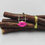 Hot Pink OP55 Opal Lip Pendant Necklace 925 Sterling Silver Chain