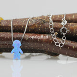 8*13mm OP17 Synthetic Opal Pendant 925 Silver Necklace