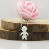 8*13mm OP17 Synthetic Opal Pendant 925 Silver Necklace