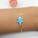 Silver Ocean Starfish Synthetic Opal Bracelet 925 Silver Jewelry Gift