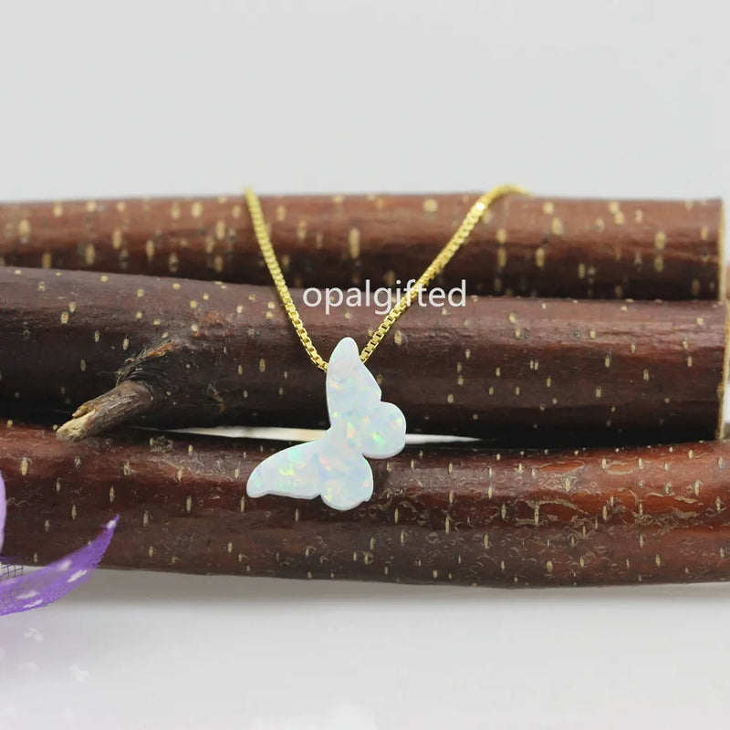 925 Sterling Silver Opal Butterfly Wedding Necklace for Women