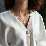 925 Sterling Silver Geometric Love Necklace Round Square Rose Flower Pendant