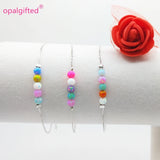 4mm Round Opal Bracelet 925 Silver with 5 Opal Ball Beads