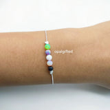 4mm Round Opal Bracelet 925 Silver with 5 Opal Ball Beads